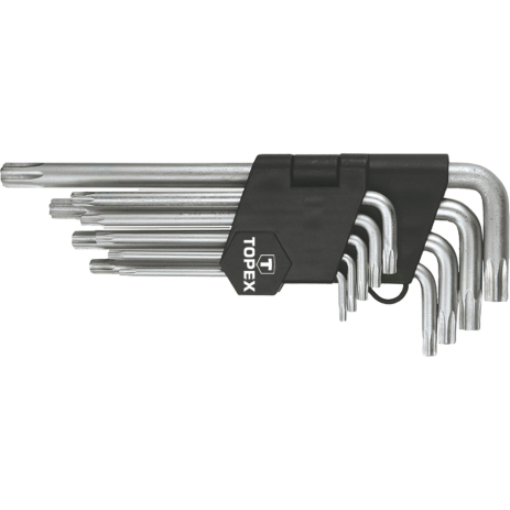 Ключі Torx T10-T50, набір 9 шт., Довгі, сталь CrV Topex 35D961 Ключі Torx T10-T50, набір 9 шт., Довгі, сталь CrV Topex 35D961