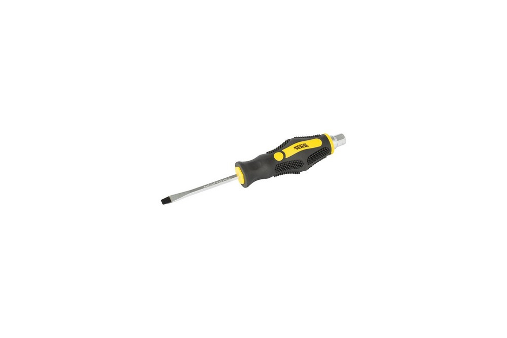 Отвёртка ударная шлицевая магнитная EXTERNAL HEX SL5х75 мм ручка с TPR покрытием MASTERTOOL 49-6575 Отвёртка ударная шлицевая магнитная EXTERNAL HEX SL5х75 мм ручка с TPR покрытием MASTERTOOL 49-6575
