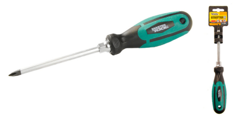 Отвёртка крестовая магнитная HEXAGON РН1х100 мм ручка с TPR покрытием MASTERTOOL 45-8110 Отвёртка крестовая магнитная HEXAGON РН1х100 мм ручка с TPR покрытием MASTERTOOL 45-8110