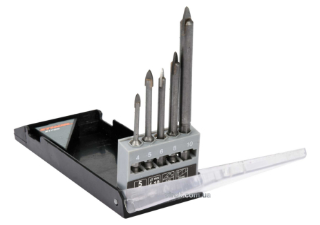 Набір свердел по склу та кераміці STHOR 4-10 мм HEX-1/4" YG6X 5 шт Vorel 21709 Набір свердел по склу та кераміці STHOR 4-10 мм HEX-1/4" YG6X 5 шт Vorel 21709