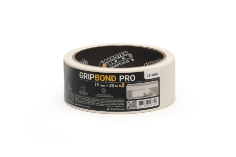 Стрічка малярська універсальна GripBond Pro 19 мм×20 м 2 шт біла MASTERTOOL 79-9880 Стрічка малярська універсальна GripBond Pro 19 мм×20 м 2 шт біла MASTERTOOL 79-9880