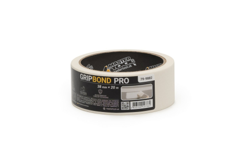 Стрічка малярська універсальна GripBond Pro 38 мм×20 м біла MASTERTOOL 79-9882 Стрічка малярська універсальна GripBond Pro 38 мм×20 м біла MASTERTOOL 79-9882