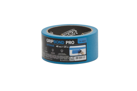 Лента малярная для фасадных работ GripBond Pro Exterior 48 мм×25 м синяя MASTERTOOL 79-9893