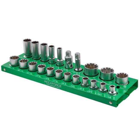 Набір універсальних (Spline) торцевих головок 1/2", 22 предмети ROCKFORCE RF-50221(Q)(6) Набір універсальних (Spline) торцевих головок 1/2", 22 предмети ROCKFORCE RF-50221(Q)(6)
