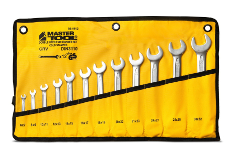 Ключи рожковые COLD FORGED набор 12 шт (6–25/27/28/30/32 мм) 31CrV3 DIN 3110 в чехле MASTERTOOL 70-1112