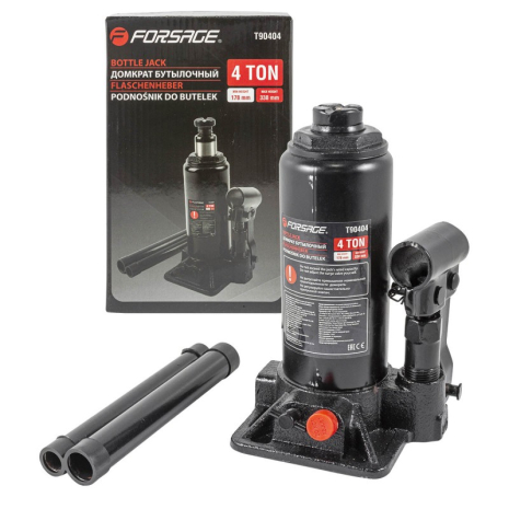 Домкрат бутылочный 4т с клапаном (h min-178мм, h max-338мм) FORSAGE F-T90404(DS) Домкрат бутылочный 4т с клапаном (h min-178мм, h max-338мм) FORSAGE F-T90404(DS)