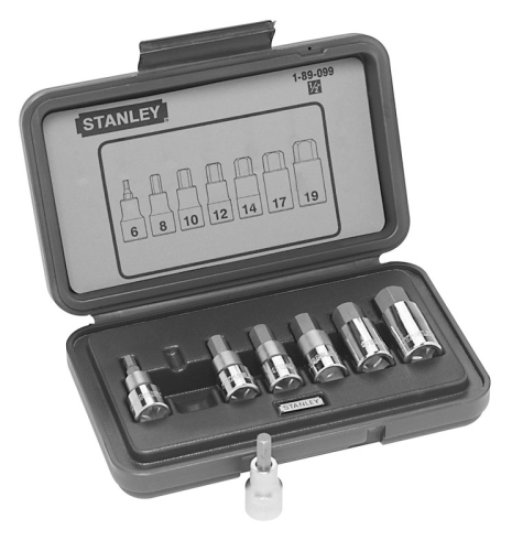 Набір з 7 торцевих головок 1/2" із шестигранними вставками STANLEY 1-89-099 Набір з 7 торцевих головок 1/2" із шестигранними вставками STANLEY 1-89-099