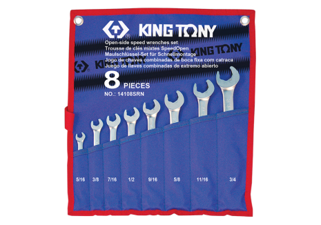 Набор ключей дюймовых размер 5/16"~3/4" 8 предметов KING TONY 14108SRN Набор ключей дюймовых размер 5/16"~3/4" 8 предметов KING TONY 14108SRN