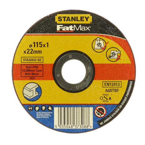 Диск отрезной по алюминию 125x1,6х22 мм, тип Flat (упак. 1/25) STANLEY STA32627 Диск отрезной по алюминию 125x1,6х22 мм, тип Flat (упак. 1/25) STANLEY STA32627