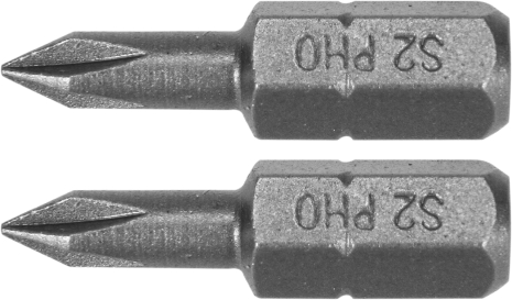 Насадка викруткова: "Phillips" PH0 x 25 мм, HEX 1/4", AISI S2, 2 шт Yato YT-77870 Насадка викруткова: "Phillips" PH0 x 25 мм, HEX 1/4", AISI S2, 2 шт Yato YT-77870