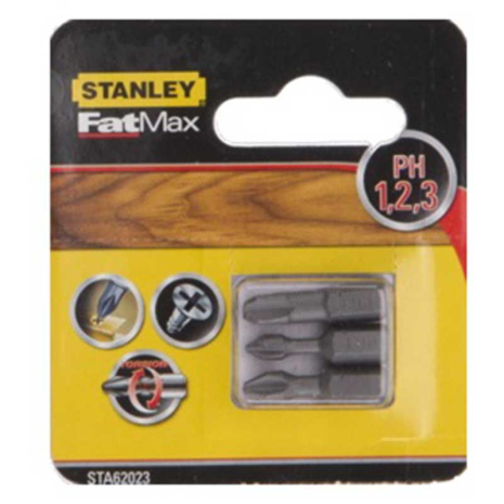 Біти посилені TORSION у наборі 3 од. (Ph 1, 2, 3, L = 25 мм) STANLEY STA62023 Біти посилені TORSION у наборі 3 од. (Ph 1, 2, 3, L = 25 мм) STANLEY STA62023