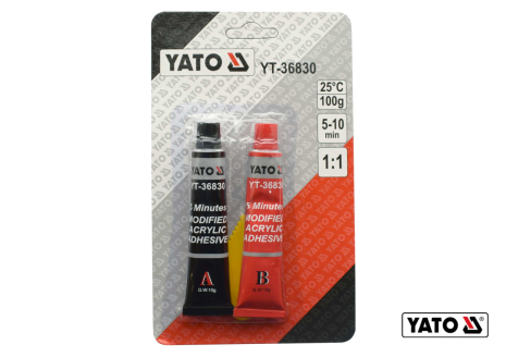 Клей двокомпонентний акриловий 5-10 хв по 10 г Yato YT-36830 Клей двокомпонентний акриловий 5-10 хв по 10 г Yato YT-36830