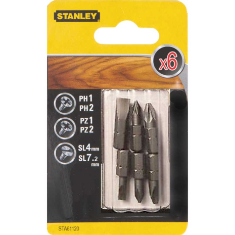Біти в наборі 6од. (Ph 1, 2, 3 Sl 4, 6, 7.2 мм L = 25 мм) STANLEY STA61120 Біти в наборі 6од. (Ph 1, 2, 3 Sl 4, 6, 7.2 мм L = 25 мм) STANLEY STA61120