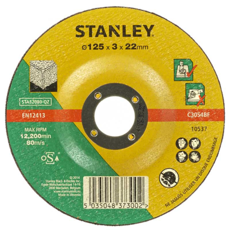 Диск отрезной по бетону (камню) 125x3,2х22 мм, тип DPC STANLEY STA32080 Диск отрезной по бетону (камню) 125x3,2х22 мм, тип DPC STANLEY STA32080
