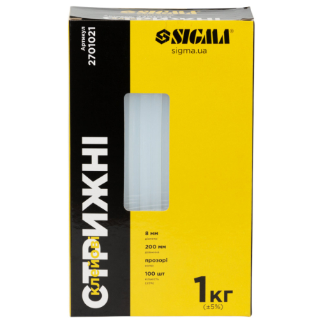 Стержни клеевые Ø8×200мм 1кг (прозрачные) SIGMA 2701021 Стержни клеевые Ø8×200мм 1кг (прозрачные) SIGMA 2701021