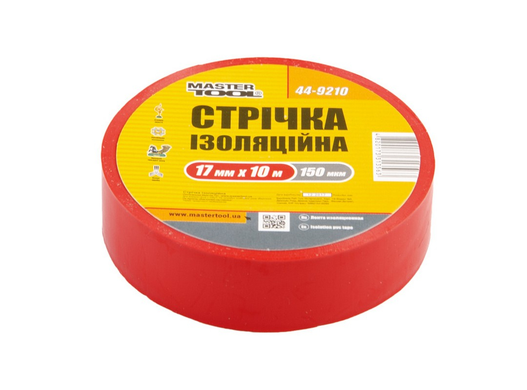 Стрічка ізоляційна PVC 17 мм×10 м 10 шт червона MASTERTOOL 44-9210 Стрічка ізоляційна PVC 17 мм×10 м 10 шт червона MASTERTOOL 44-9210