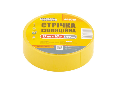 Стрічка ізоляційна PVC 17 мм×10 м 10 шт жовта MASTERTOOL 44-9310