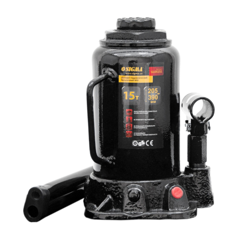 Домкрат гідравлічний пляшковий mid 15т H 205-390 мм Sigma 6105151 Домкрат гідравлічний пляшковий mid 15т H 205-390 мм Sigma 6105151