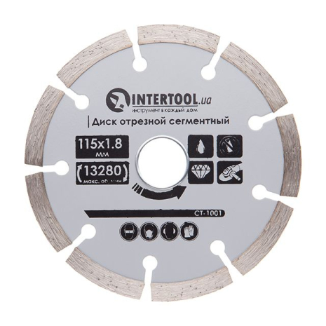 Диск відрізний сегментний алмазний, 115 мм, 16-18% INTERTOOL CT-1001