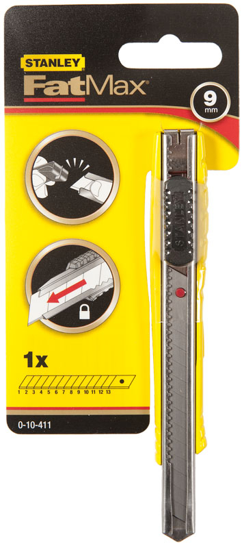 Ніж "FatMax" з 9-мм лезом з сегментами, що відламуються STANLEY 0-10-411 Ніж "FatMax" з 9-мм лезом з сегментами, що відламуються STANLEY 0-10-411