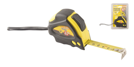 Рулетка 3 м 16 мм с магнитами 2 фиксатора покрытие TPR MASTERTOOL 61-3016 Рулетка 3 м 16 мм с магнитами 2 фиксатора покрытие TPR MASTERTOOL 61-3016