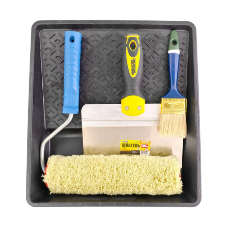 Набор малярный №2 валик с ручкой/кисть/шпатель/ванночка MASTERTOOL 92-8102 Набор малярный №2 валик с ручкой/кисть/шпатель/ванночка MASTERTOOL 92-8102