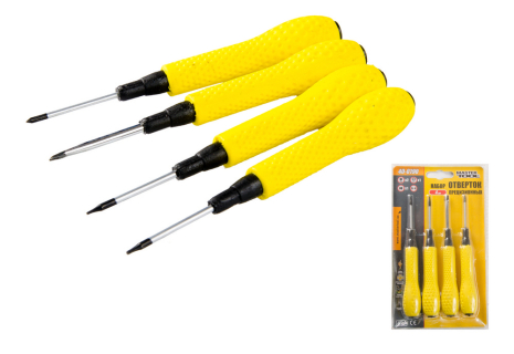 Отвертки прецизионные набор 4 шт T5/T6/PH00/Spanner MASTERTOOL 40-0190 Отвертки прецизионные набор 4 шт T5/T6/PH00/Spanner MASTERTOOL 40-0190