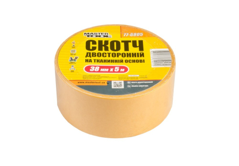 Стрічка двостороння на тканинній основі 38 мм×5 м MASTERTOOL 77-6805