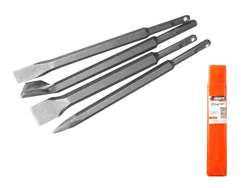 Зубила для бетона SDS-PLUS 250х14 мм набор 4 шт MASTERTOOL 1-40-250 Зубила для бетона SDS-PLUS 250х14 мм набор 4 шт MASTERTOOL 1-40-250