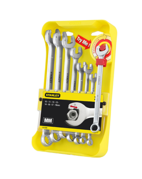 Набір із 8-ми комбінованих гайкових ключів "Ratcheting Wrench" 10 - 19мм STANLEY 4-95-660 Набір із 8-ми комбінованих гайкових ключів "Ratcheting Wrench" 10 - 19мм STANLEY 4-95-660
