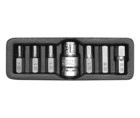 Набор отверточных насадок Hex H4-H12 с переходником 1/2" 7 шт Yato YT-0412 Набор отверточных насадок Hex H4-H12 с переходником 1/2" 7 шт Yato YT-0412