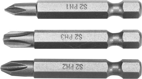 Насадки викруткові: "Phillips" PH1, PH2, PH3 x 50 мм, HEX 1/4", AISI S2, 3 шт Yato YT-77879 Насадки викруткові: "Phillips" PH1, PH2, PH3 x 50 мм, HEX 1/4", AISI S2, 3 шт Yato YT-77879