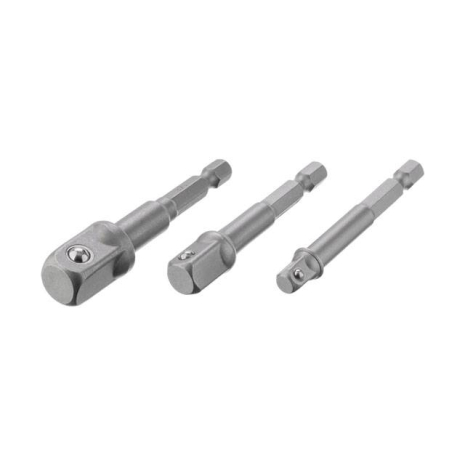 Набір перехідник з Hex 1/4" на квадрат 1/4", 3/8", 1/2" під шуруповерт, CR-V INTERTOOL VT-0235 Набір перехідник з Hex 1/4" на квадрат 1/4", 3/8", 1/2" під шуруповерт, CR-V INTERTOOL VT-0235