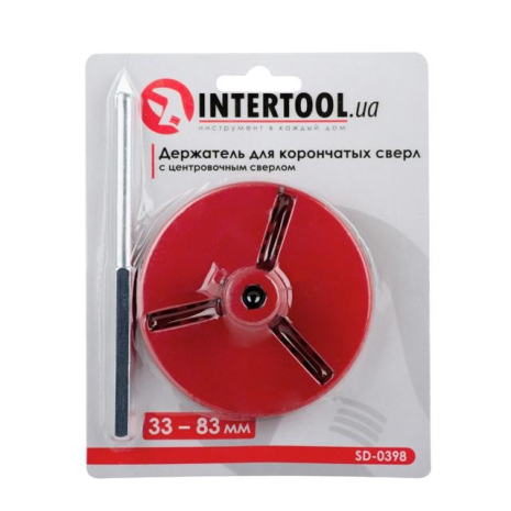 Тримач для корончатих свердлів 83 мм, з центруючим свердлом INTERTOOL SD-0398 Тримач для корончатих свердлів 83 мм, з центруючим свердлом INTERTOOL SD-0398