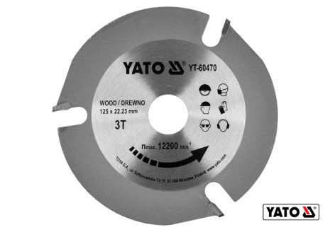 Диск пильний по дереву Ø125 x 22.23 x 3.8 мм 3 зубця RPM до 12200 1/хв Yato YT-60470