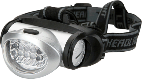 Ліхтар налобний 7 LED + 3 червоні LED, батареї 3 x AAA, термін служби LED 100 000 год, 3 функції свічення, CE Topex 94W819