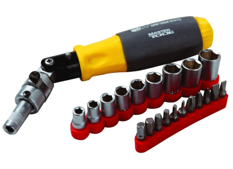 Викрутка з тріскачкою та карданом + 20 насадок MASTERTOOL 40-0515 Викрутка з тріскачкою та карданом + 20 насадок MASTERTOOL 40-0515