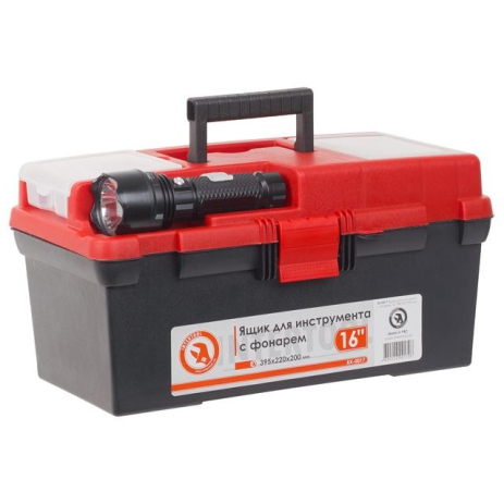 Ящик для інструментів з ліхтарем 16" 395*220*200 мм INTERTOOL BX-0017 Ящик для інструментів з ліхтарем 16" 395*220*200 мм INTERTOOL BX-0017