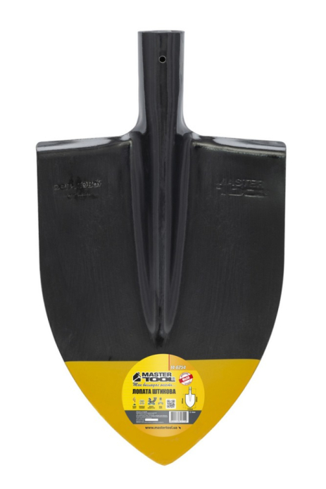 Лопата штикова 220 x 300 x 390 мм, чорно-жовте покриття MASTERTOOL 14-6254