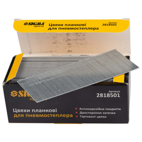 Цвяхи планкові 50×1.25×1мм для пневмостеплера 5000шт SIGMA 2818501 Цвяхи планкові 50×1.25×1мм для пневмостеплера 5000шт SIGMA 2818501