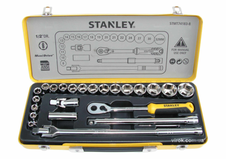 Набір торцевих головок 1/2" в металевому футлярі, 24 шт Stanley STMT74183-8 Набір торцевих головок 1/2" в металевому футлярі, 24 шт Stanley STMT74183-8