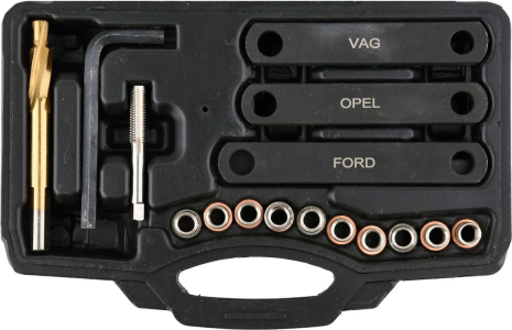 Засоби для ремонту різьблення гальмівних супортів FORD/OPEL/VAG, М9х1,25; 16 елем. Yato YT-17700 Засоби для ремонту різьблення гальмівних супортів FORD/OPEL/VAG, М9х1,25; 16 елем. Yato YT-17700