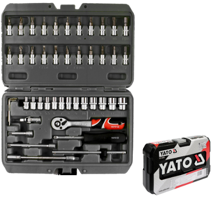 Набор торцевых и отверточных насадок 1/4" 46 элем. Yato YT-14474 Набор торцевых и отверточных насадок 1/4" 46 элем. Yato YT-14474