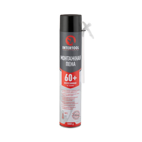 Піна монтажна, всесезонна, 750 мл / 1000 г, 60+ л, трубочка INTERTOOL FS-1100