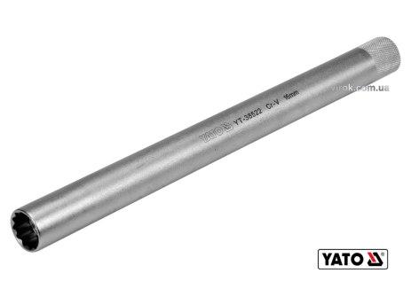 Головка торцева дванадцятигранна для свічок 3/8" M16 x 250 мм Cr-V Yato YT-38522 Головка торцева дванадцятигранна для свічок 3/8" M16 x 250 мм Cr-V Yato YT-38522