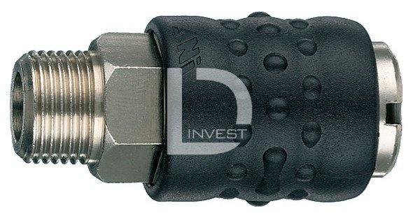 Разъём б/с 17/B 1/2M, тип "мама", соед. резьба 1/2'' нар., обрезиненный корпус. KING TONY AH020803 Разъём б/с 17/B 1/2M, тип "мама", соед. резьба 1/2'' нар., обрезиненный корпус. KING TONY AH020803