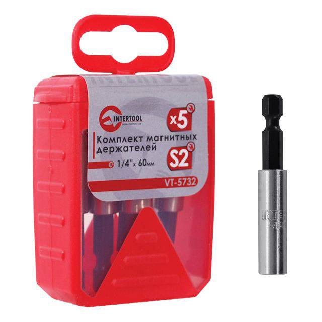 Комплект магнитных держателей 1/4" x 60 мм - 5 шт. INTERTOOL VT-5732 Комплект магнитных держателей 1/4" x 60 мм - 5 шт. INTERTOOL VT-5732