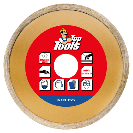 Коло алмазне 115 x 22.2 мм, товщина 2 мм, висота сегмента 7 мм, суцільний Top Tools 61H355 Коло алмазне 115 x 22.2 мм, товщина 2 мм, висота сегмента 7 мм, суцільний Top Tools 61H355