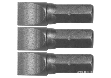 Насадка отверточная STHOR шлиц SL8 x 25 мм HEX 1/4" Cr-V 3 шт Vorel 65483