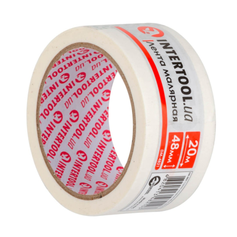 Стрічка малярська 48мм, 20м, біла INTERTOOL DM-4821 Стрічка малярська 48мм, 20м, біла INTERTOOL DM-4821